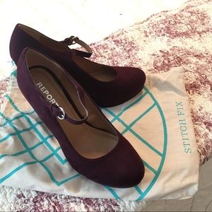 NWT Burgundy Report Suede Platform Pumps